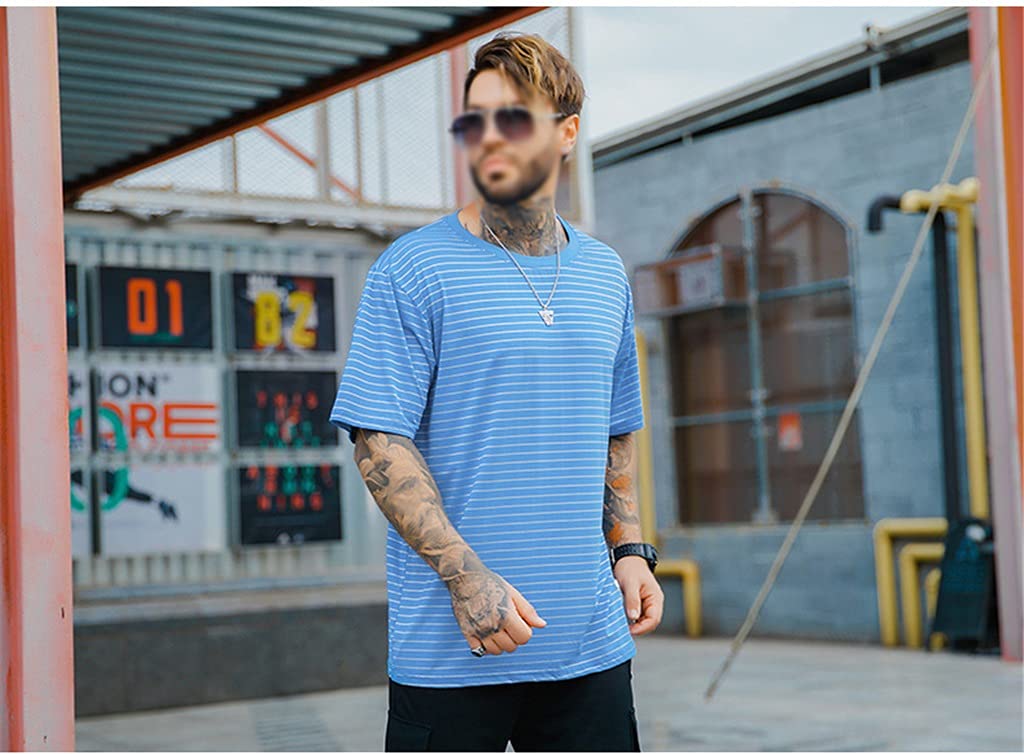 FZJDX 2021 Summer Fashion Striped Oversized T Shirt Men Loose T