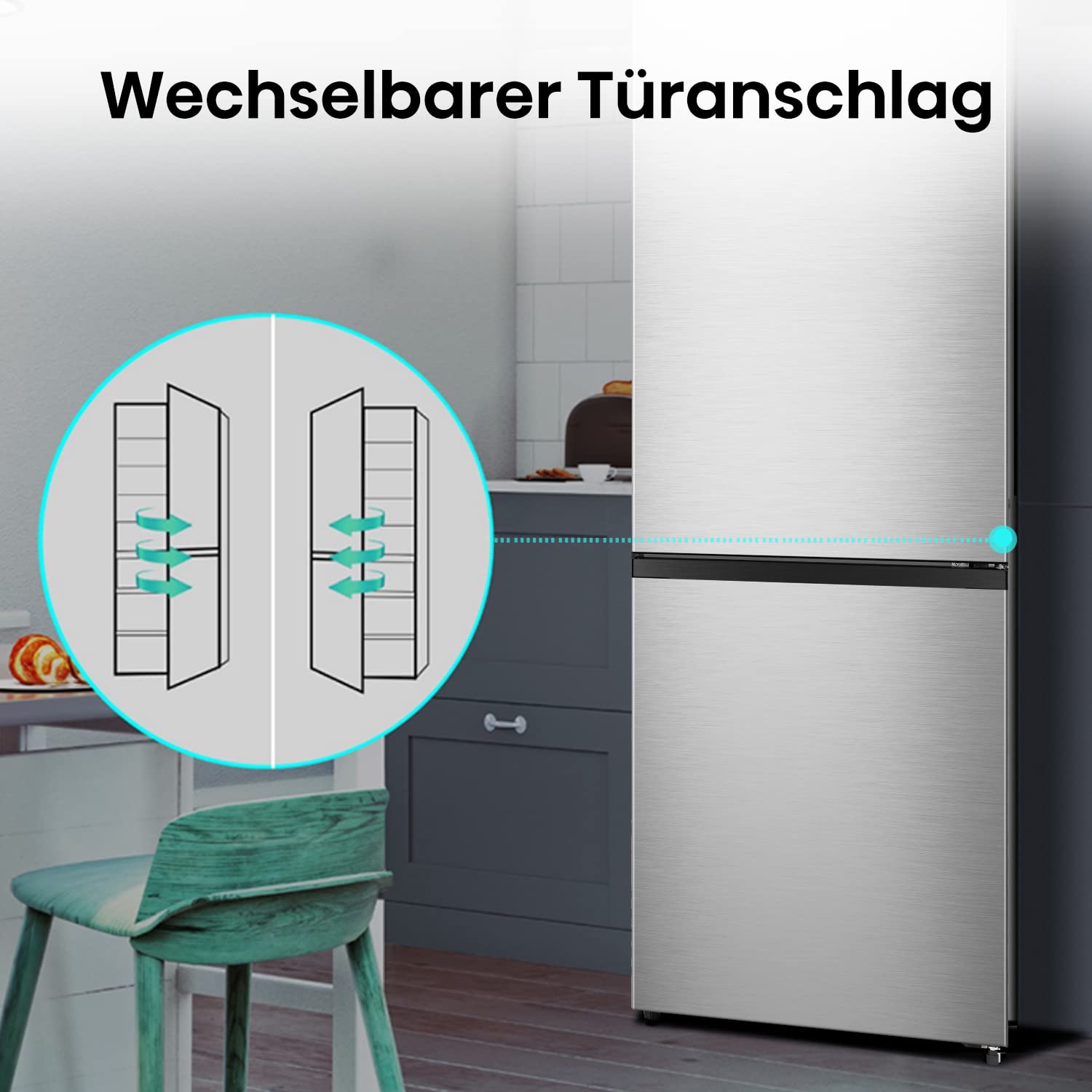 Hisense RB372N4AC2 Kühl-Gefrierkombination/ NoFrostPlus/ Multiflow 360°/ HolidayMode/ LED-Display/ 178,5 cm/ Kühlteil 207 l/ Gefrierteil 85 l/ 39 dB/ 235 kWh/ Jahr/ Inox-Look