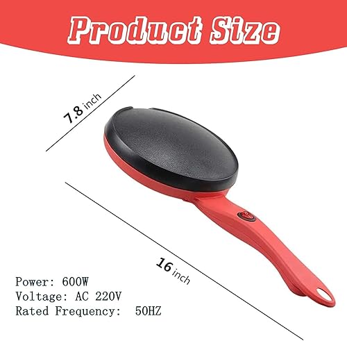 Miniatura 3 de Máquina eléctrica portátil de crepé, bandeja para crepas con revestimiento antiadherente de 110 V, control automático de temperatura para crepes,