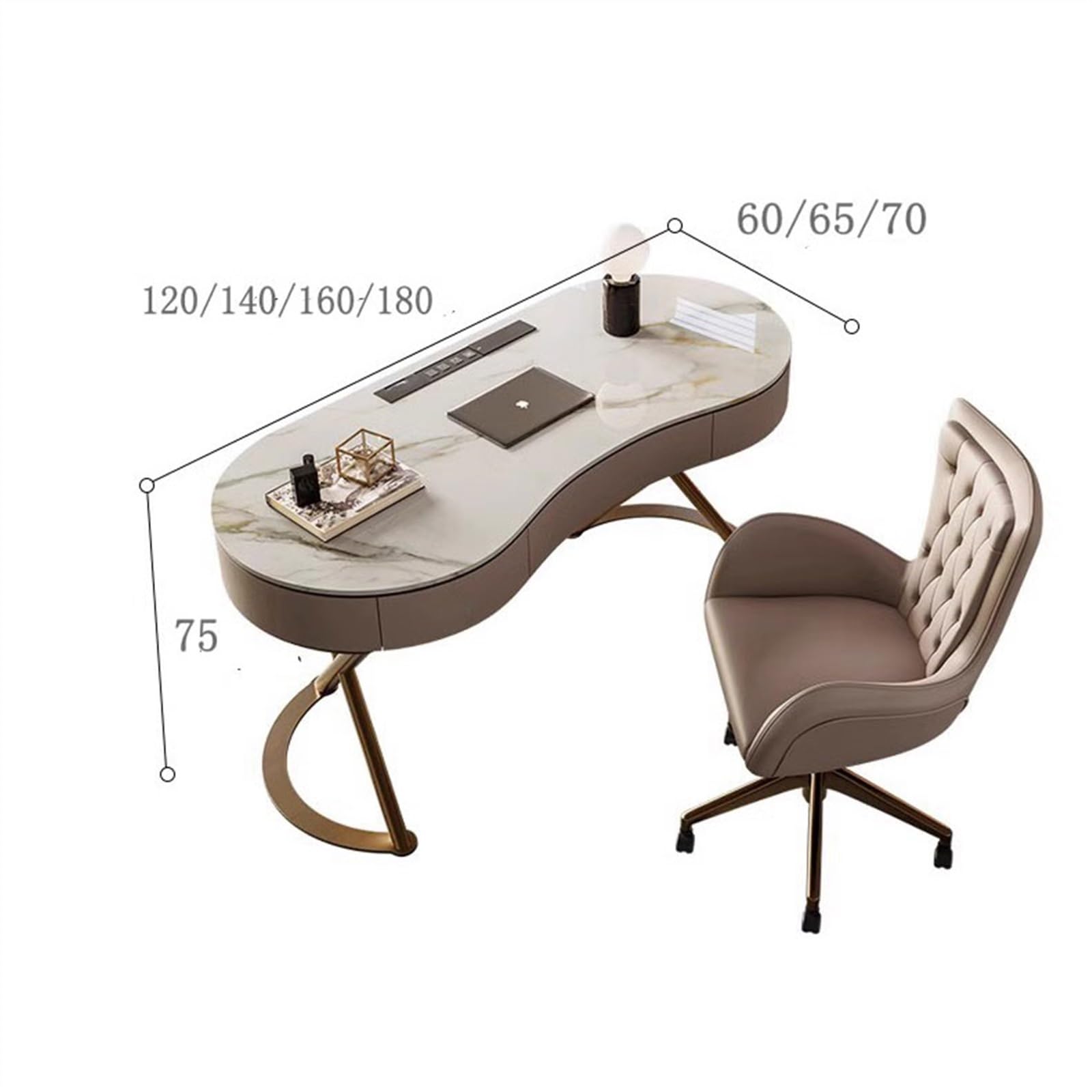 Postazione di lavoro Scrivania in ardesia di roccia leggera lusso Boss Office Pc Table Studio da scrittura Semplice reception e sedie for consulenza Studio(140 * 60 * 75cm)
