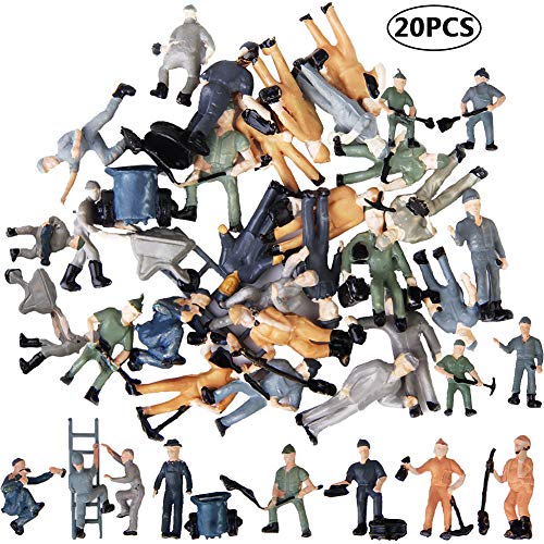 BESTZY 20pcs Figurine Dipinte Figure Miniature di Ferrovieri con Benna 1: 87 Tiny People Pose Modello in Scala Multi Uso Figure dipinte a Mano