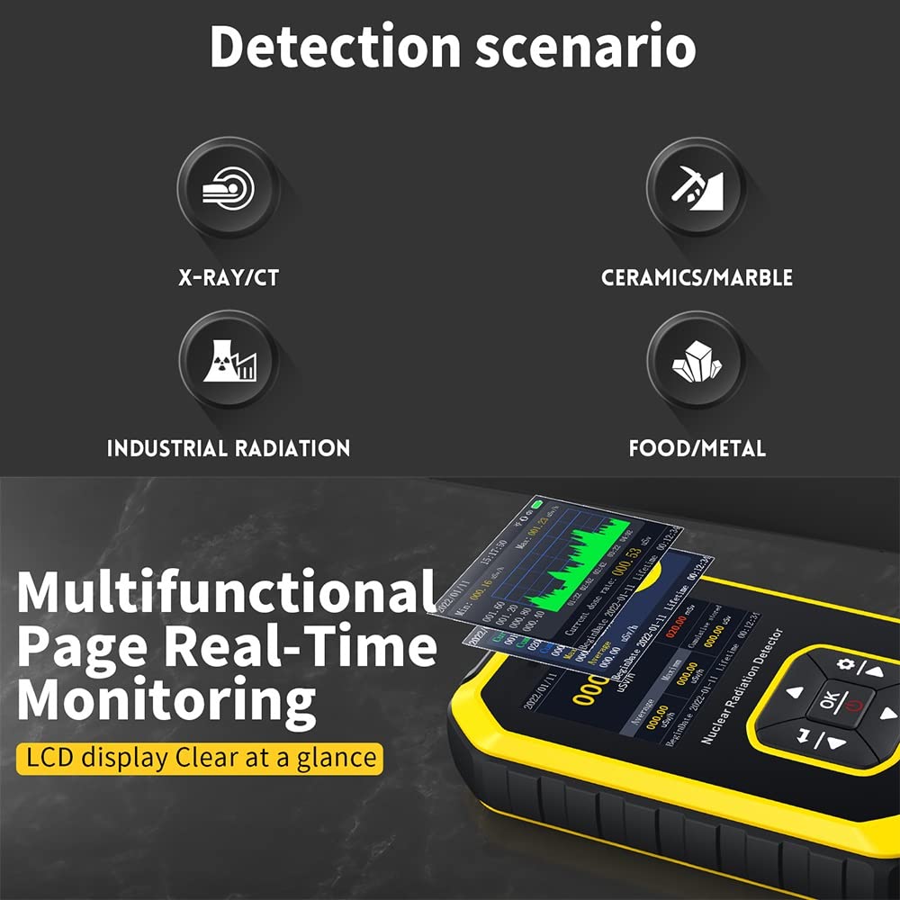 Jadeshay Compteur Geiger Radioactivité GC01 Détecteur de Rayonnement Nucléaire Dosimetre Radon Personnel Testeur de Radioactivité à Rayons X avec Écran LCD