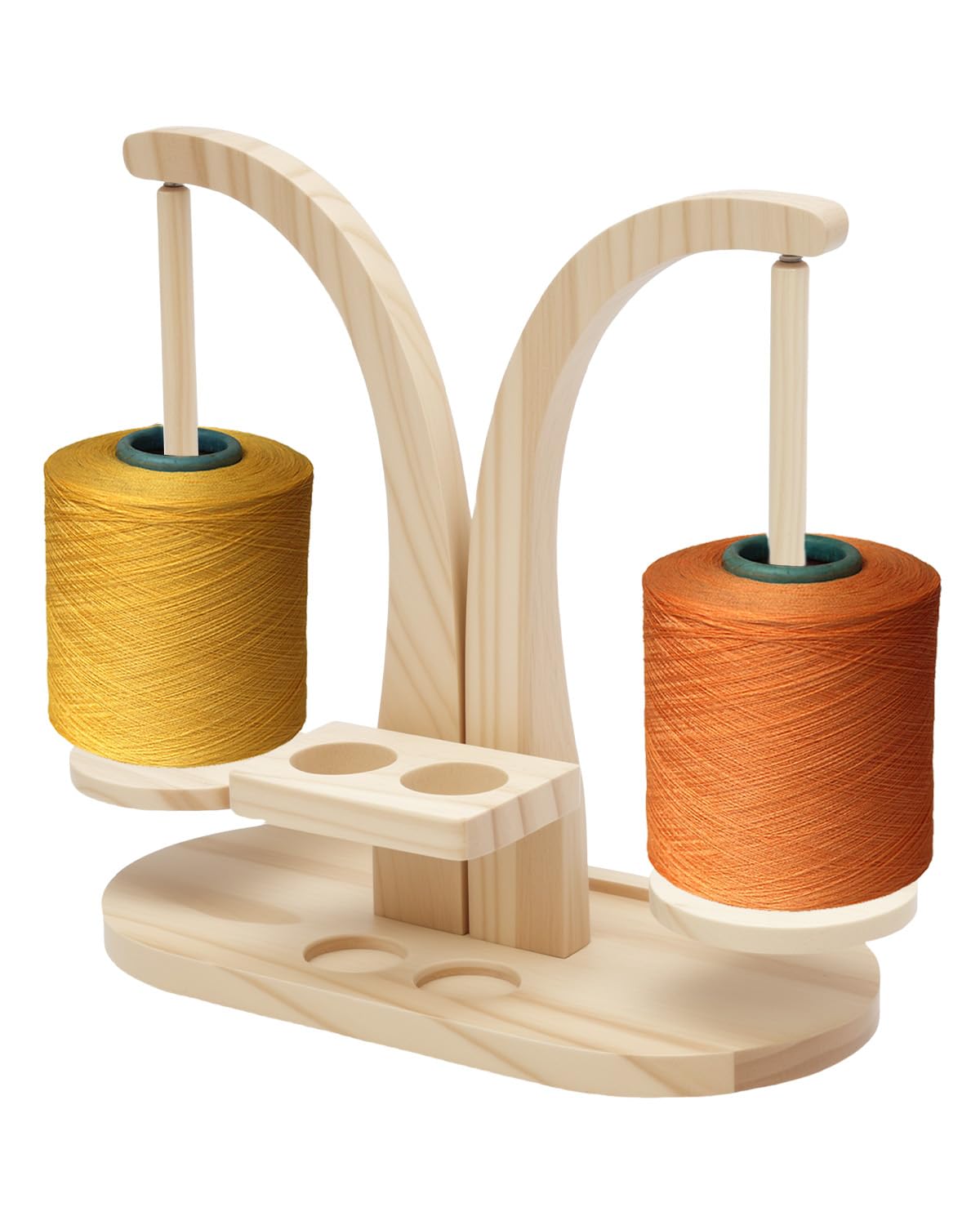 ZaKaBox Dual Yarn Ball Holder for Sewing Knitting, Natural Wood