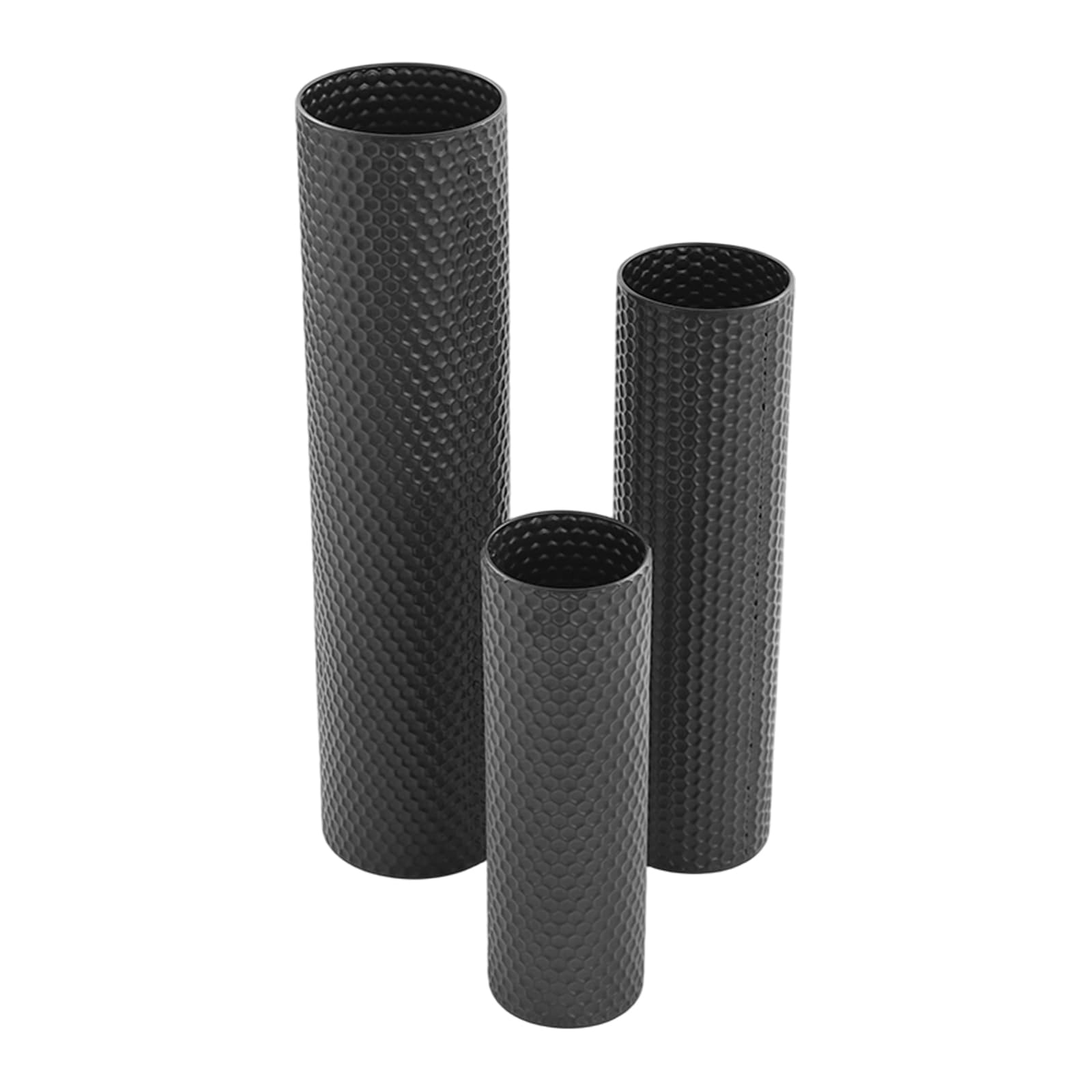 Set di vasi neri in ferro, 3 pezzi, grande struttura a nido d'ape, 40-70 cm, con design a nido d'ape per fiori artificiali, vaso decorativo moderno per soggiorno, sala da pranzo, camera da letto