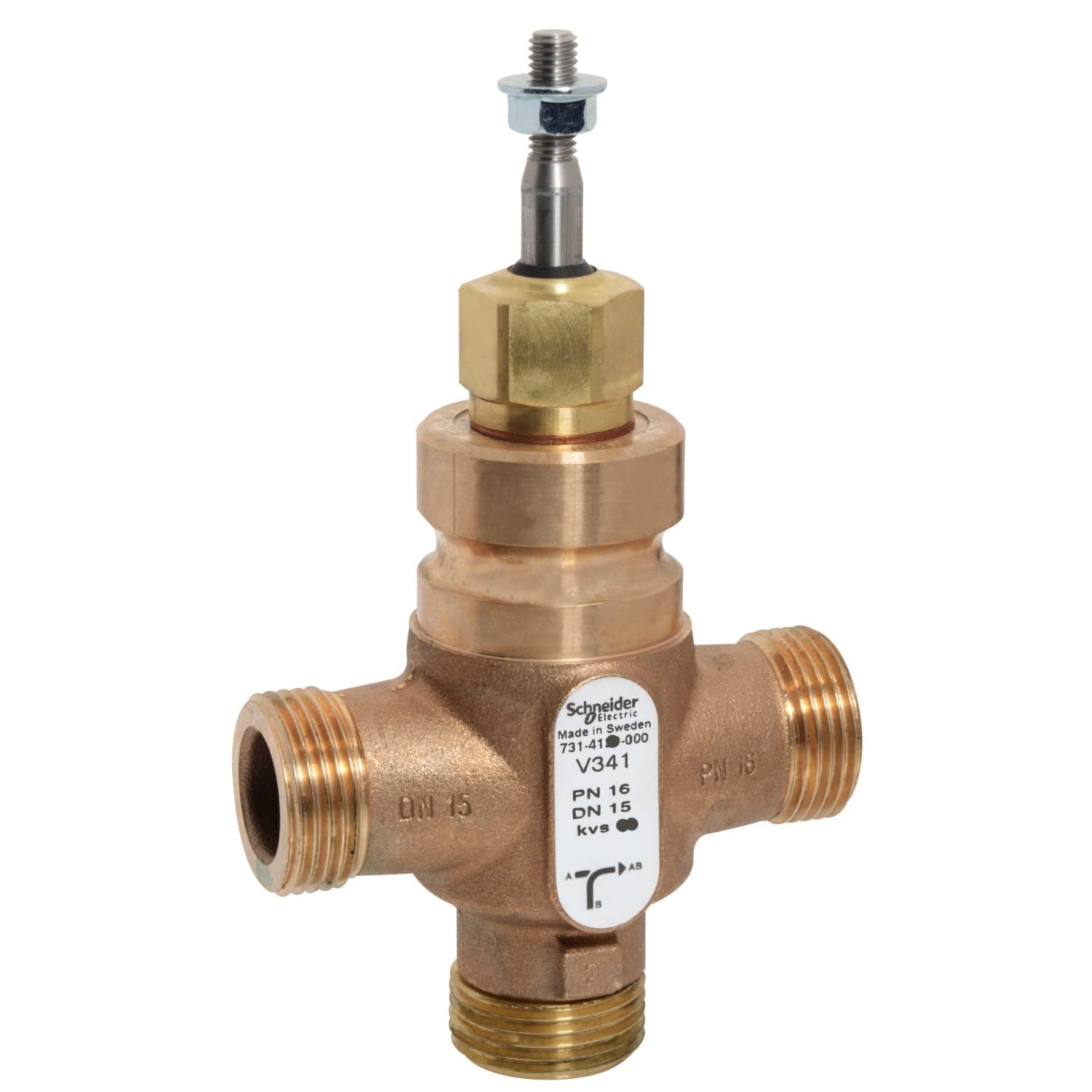 Vanne 3 voies bronze haute précision PN16 DN15 pour un débit Kv2,5 stable