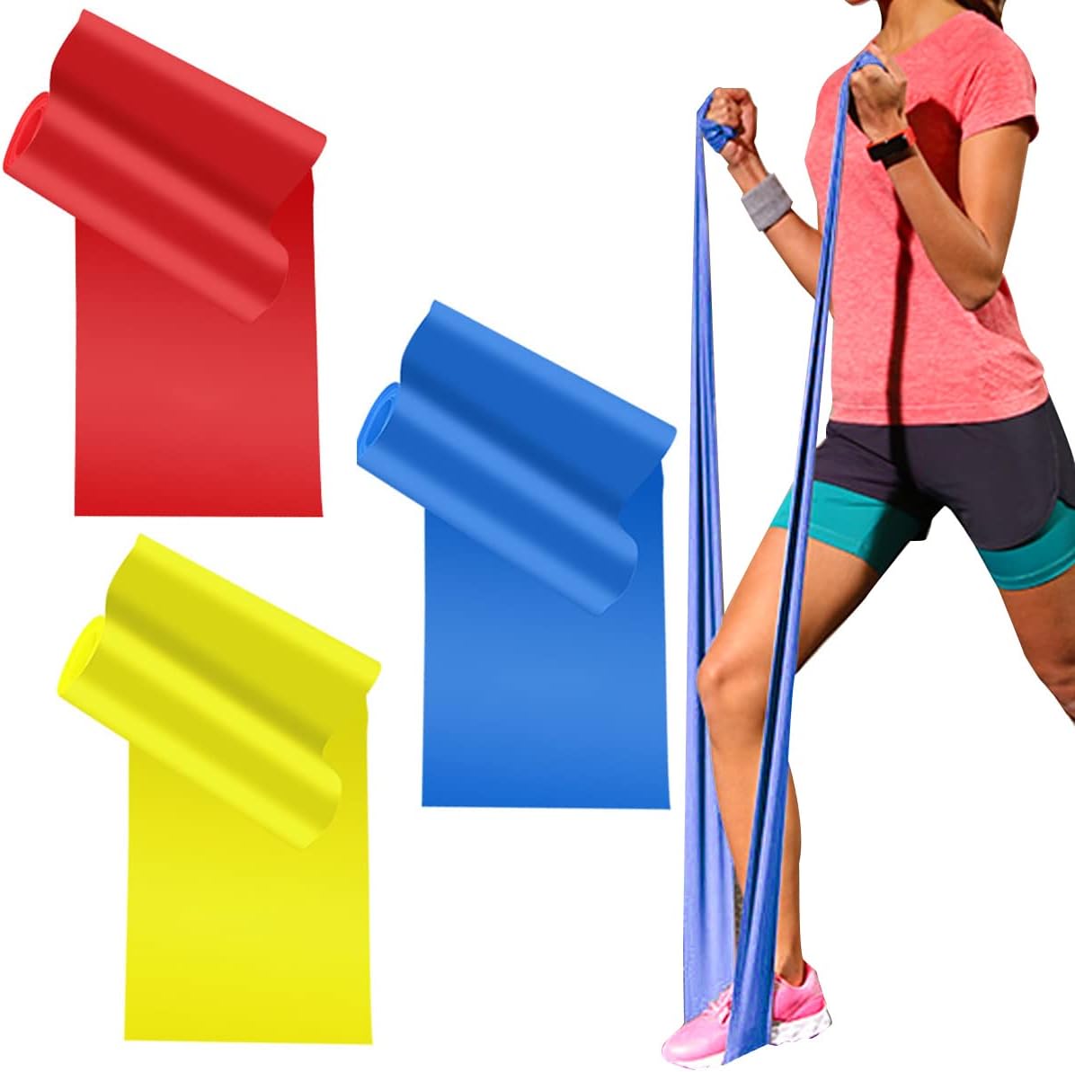 HAIBEI Resistance Bands Set 3 Packs Elastic Exercise Bands for Physical Therapy