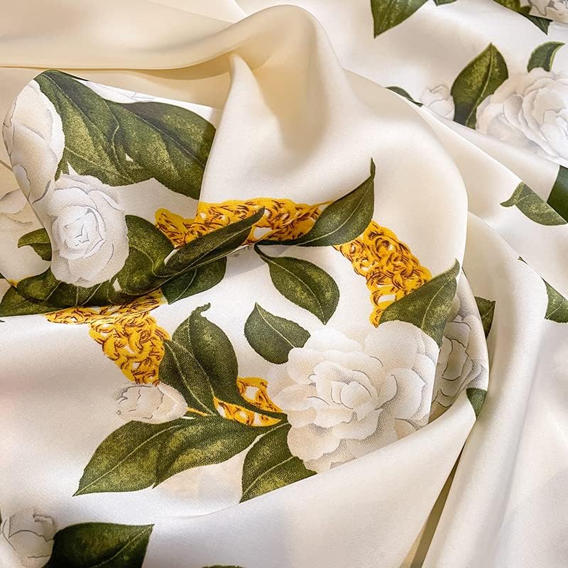 Silk Feeling Long Satin Scarf Fashion Beach Scarf Shawl Check Style Sunscreen Shawls Wraps-Lightweight Pattern - Image 7