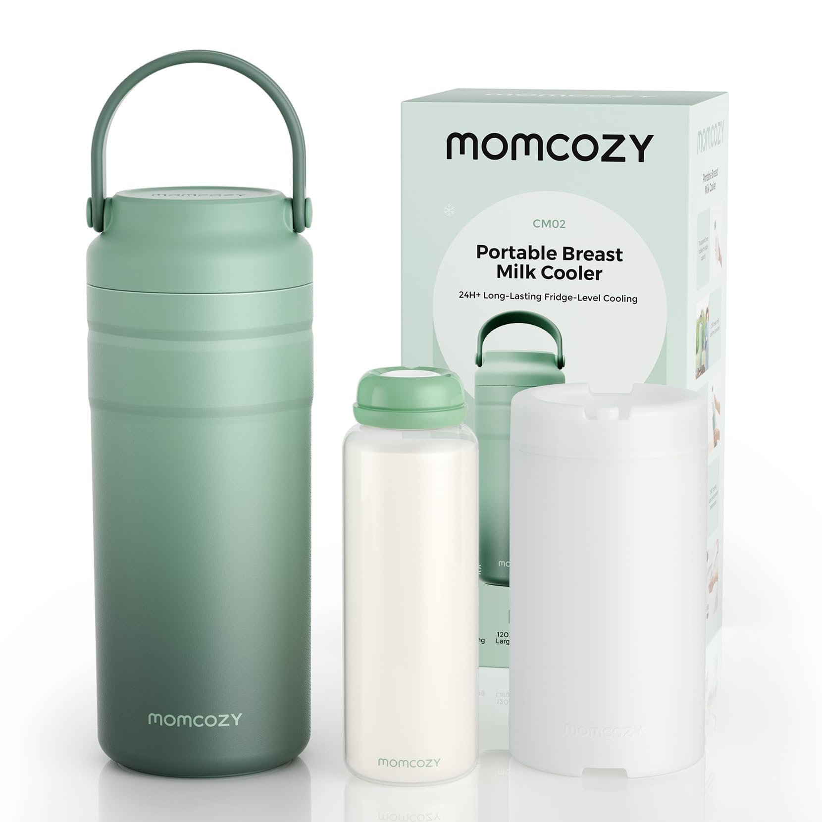 Momcozy Enfriador Portátil de Leche Materna para Uso en Exteriores, 24 h de Refrigeración sin Hielo, Contenedor para Biberones de Leche Materna, 355 ml, a Prueba de Fugas, Mini Nevera Outdoor