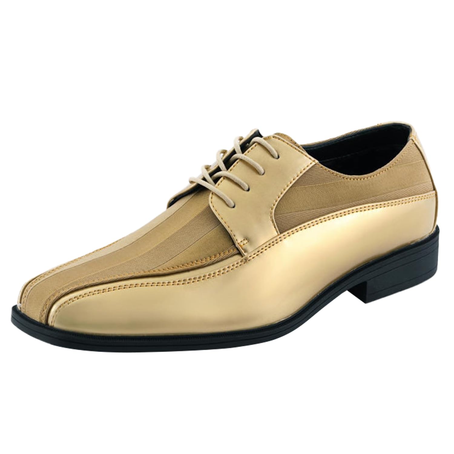 Viotti 179, Casual Dress Oxford Shoes for Men, Satin Striped Lace-Ups, Men's Business Casual Leather & Satin Shoe, for All Formal Occasions