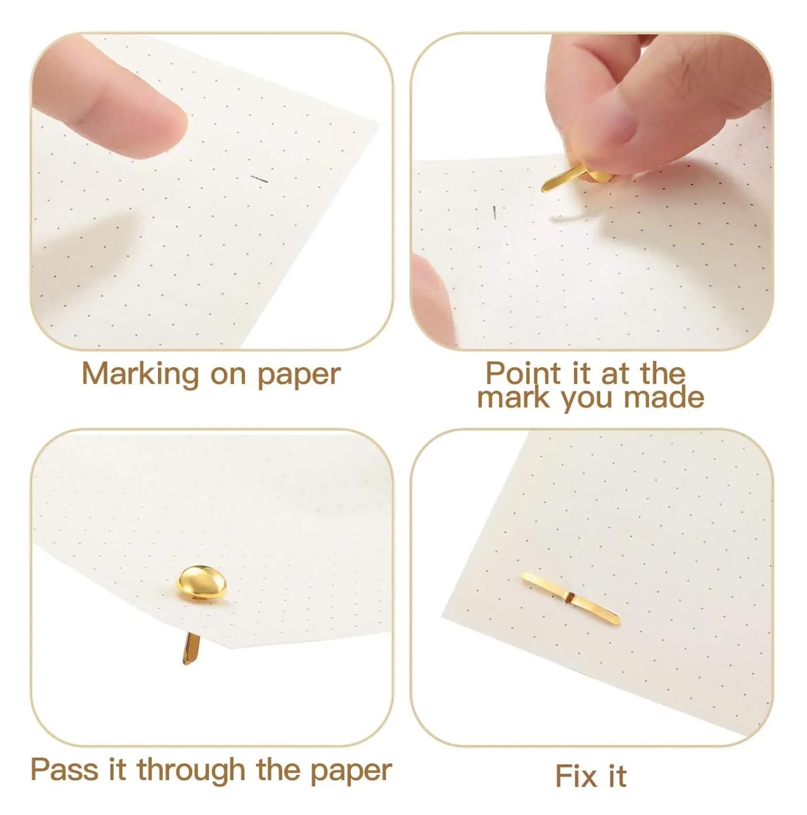 500 Stück 6–15 mm Gold und Silber Mini Brads Runde Papierverschlüsse Messing Pastell Metall for Scrapbooking Basteln DIY Papier (Size : 15MM-01)