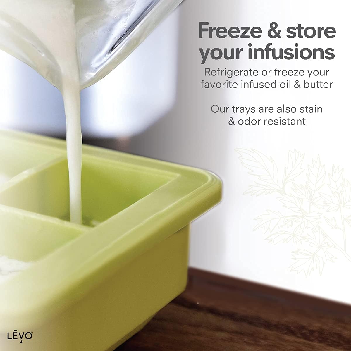 LĒVO Herb Block Tray - Silicone Freezer Tray with Lid - Herb Saver for Homemade Infusions - Silicone Freezer Mold for LĒVO Infusions - Food Grade, BPA Free - Grey