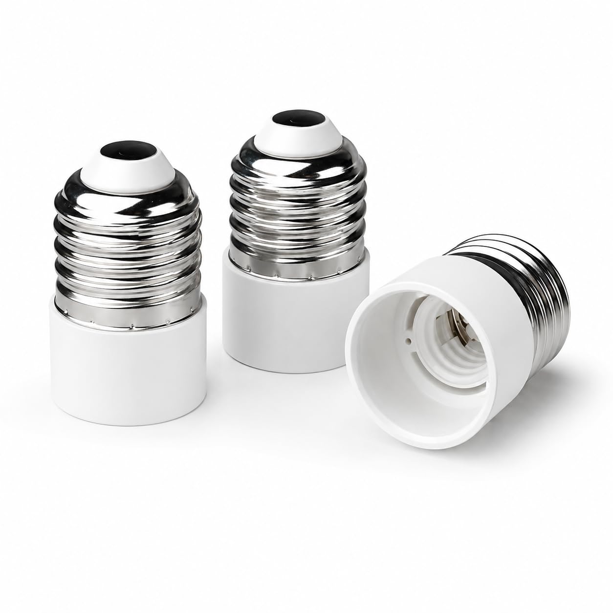 Jiyeo 3Pcs E27 to E14 Socket Converter ES to SES Adapter Lamp Base Heat Resistant for LED Incandescent CFL Bulbs Easy Installation for Home Office DIY Lighting