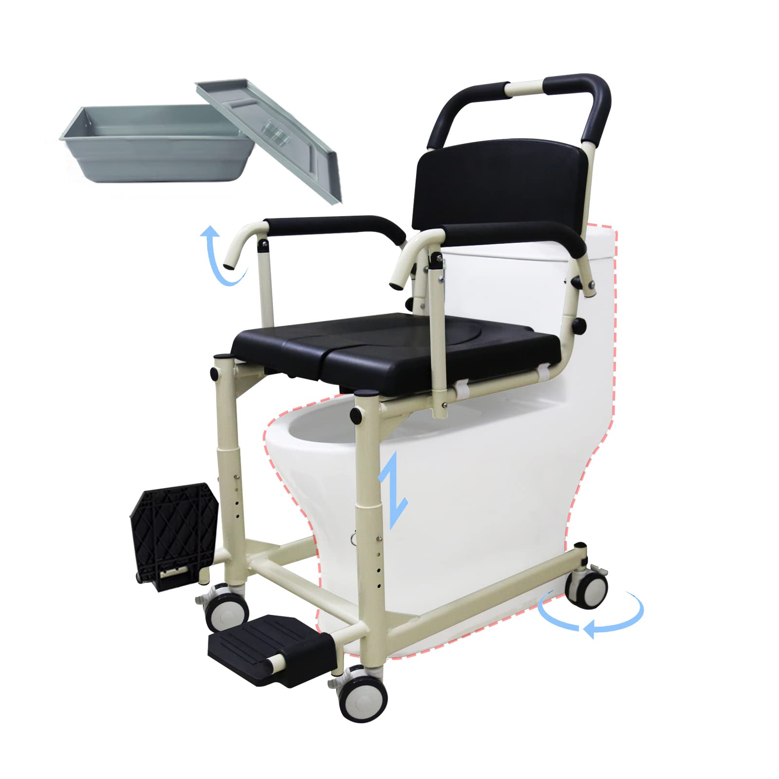 Buy Rolling Shower Chair with Drop Arms Shower Commode Chair with