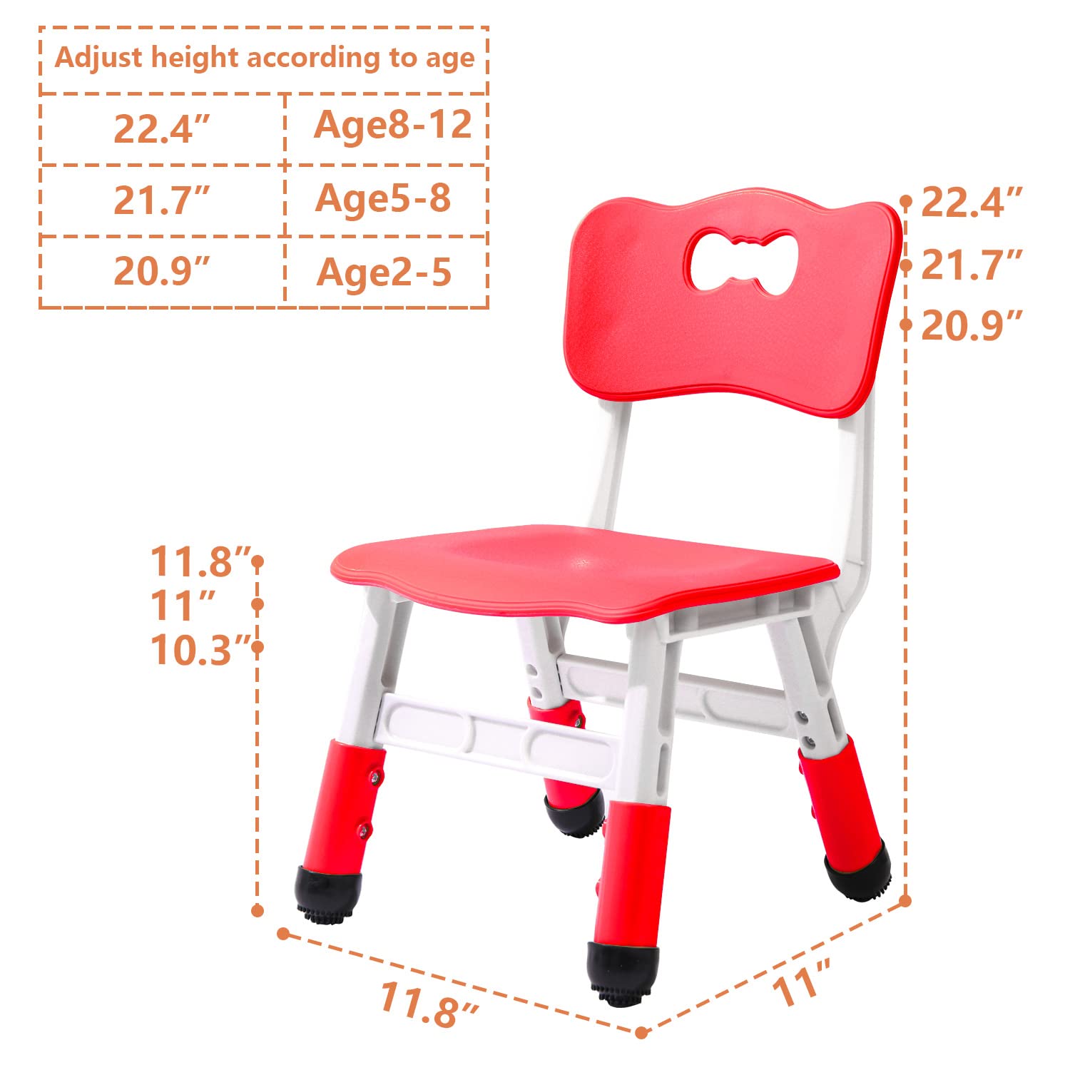 Verstellbare Kinderstühle für den Innenbereich, 3 Stufen, verstellbar, geeignet für Kinder im Alter von 2-6 Jahren, maximale Tragkraft 100 kg, geeignet für Familien-Klassenzimmer und Kinderzimmer