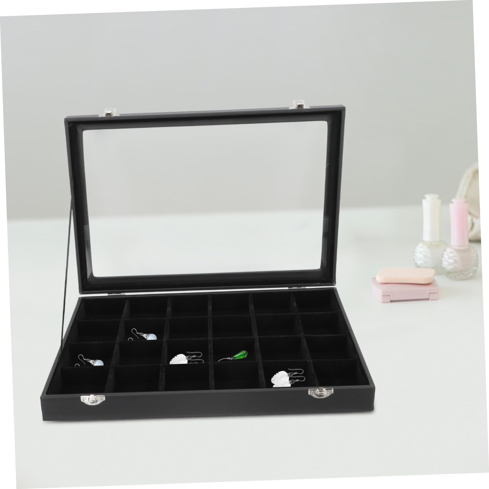 1pezzi Contenitore Per Gioielli Scatola Portaorecchini Multi-scomparto Organizer Per Collane Polsini e Piccoli Accessori Da Toeletta