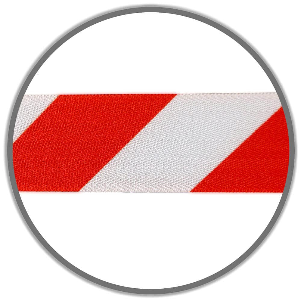 ALLROUNDLINE BIGPACK Gurtpfosten schwarz mit 4 Meter Gurt in Rot/Weiß, 10 Stück aus Stahl, Kunststoff, Art.-Nr. ALA-10-3,0-0130 | Gurtpfosten | Gurtständer | Personenleitsystem