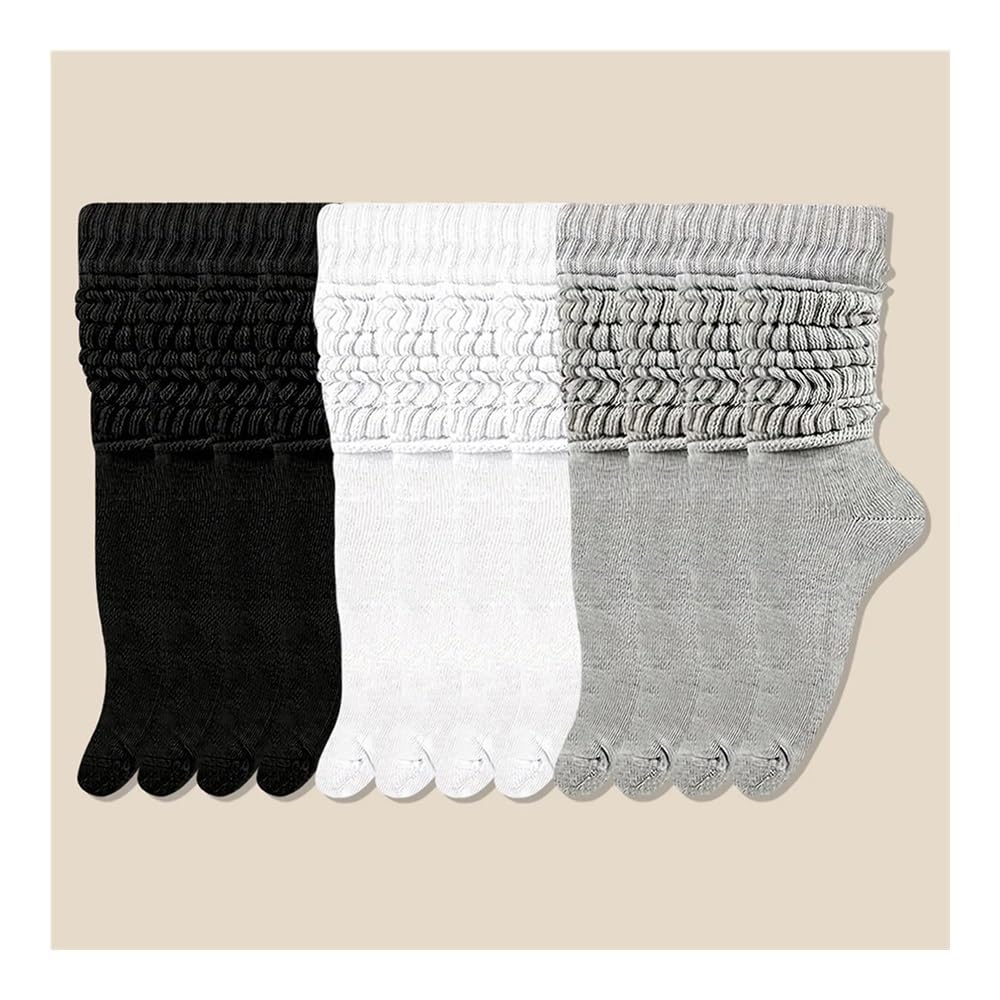 6 pares de calcetines de media pantorrilla gruesos de punto térmico para mujer, bonitos calcetines largos sueltos holgados para primavera, otoño e invierno