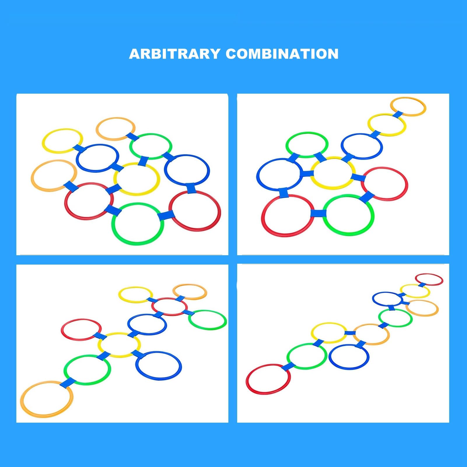 10 Aros de Ejercicio para Niños, Entrenamiento Sensorial, Aptitud Física con Anillos de Juego de Rayuela para Coordinación Mano-pie y Habilidades de Equilibrio (Diámetro 47