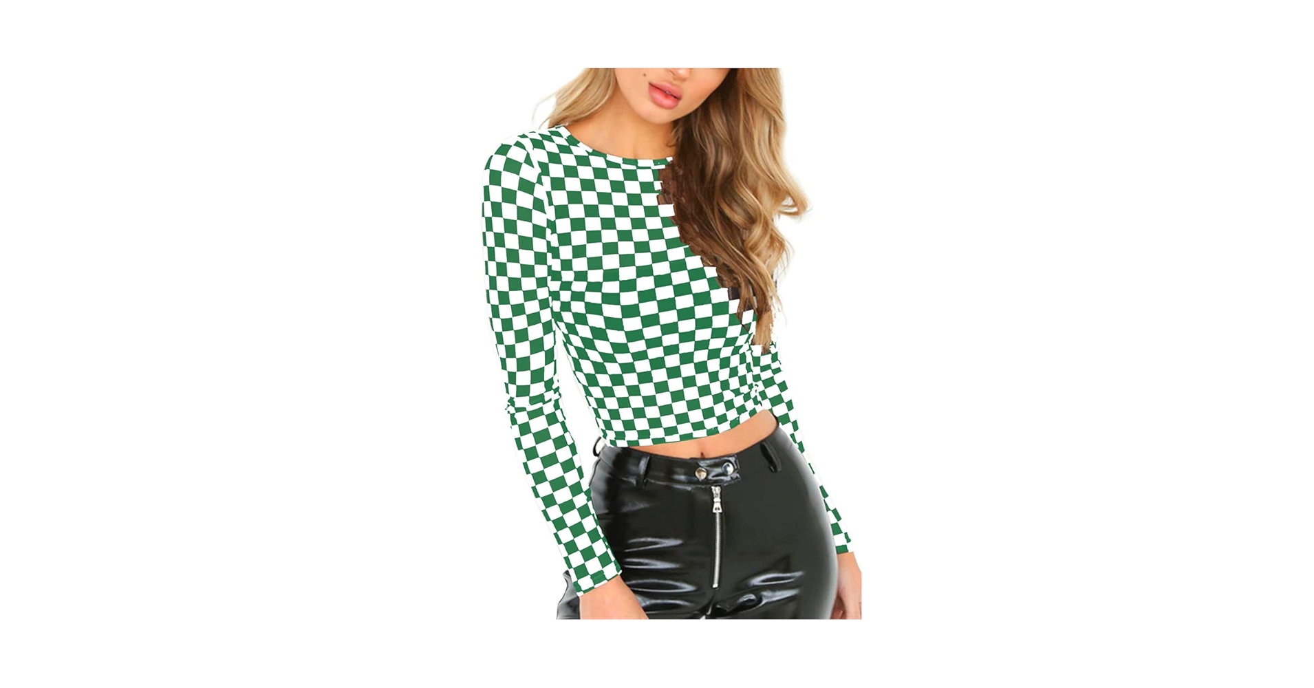 KACAOAC Women's Long Sleeve Checkered Print Sexy See Through