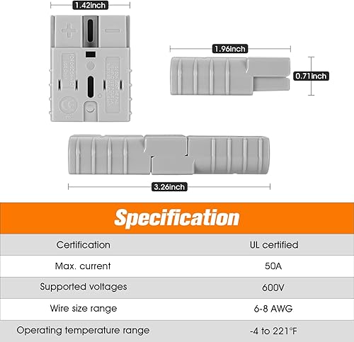 Miniatura 2 de micrl 6 conectores rápidos de batería de calibre 6-8 de 50 amperios, enchufe de cable de puente conectardesconectar para cabrestante de