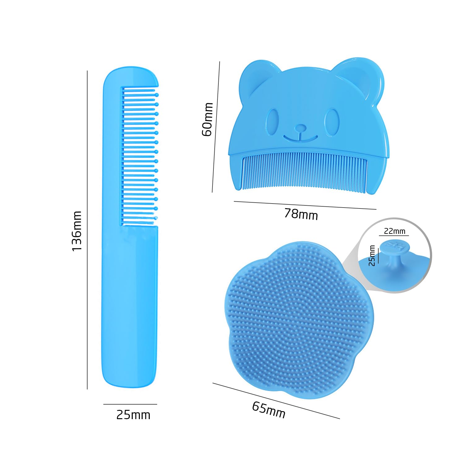 1 spazzola da bagno, 1 pettine per rimuovere il tartaro fetale, 1 pettine da massaggio, set da bagno per bambini, spazzola per la pulizia disincrostante, spazzola per doccia in silicone, adatta per il