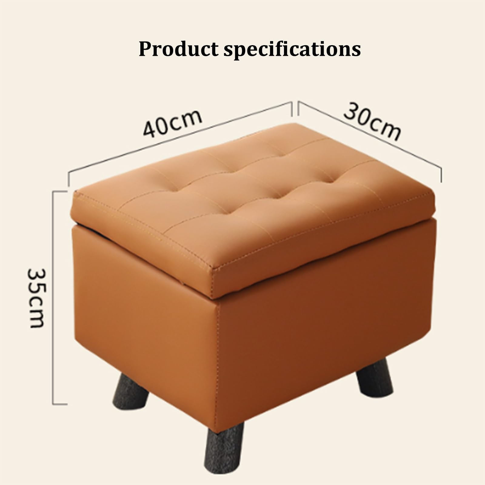 Otomana Cuadrada de Cuero con almacenaje, reposapiés tapizado para Entrada con Tiradores de herrajes, Patas Gruesas de Madera, Banco Acolchado para Zapatos con Tapa elevable(Green)