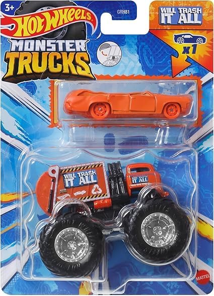 ホットウィール モンスタートラック WILL TRASH IT ALL 1/24 Amazon.com: Hot Wheels Monster Trucks Will Trash it All + Bonus