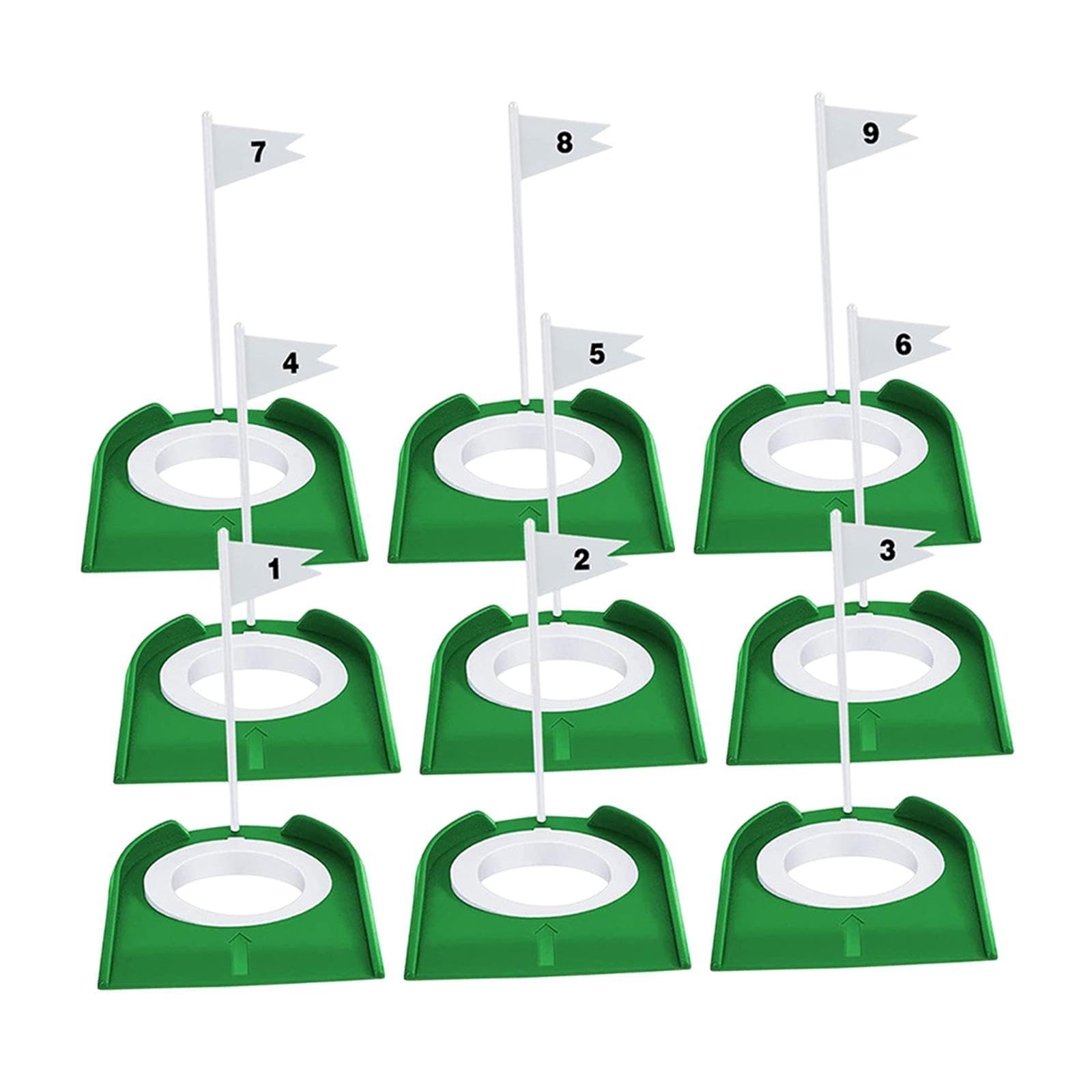 kowaku 9X Practice Hole Golf Putting Cup, Putter Practicing W/Flag Portable Indoor Putting Train Golf Accessories with Flag, Green