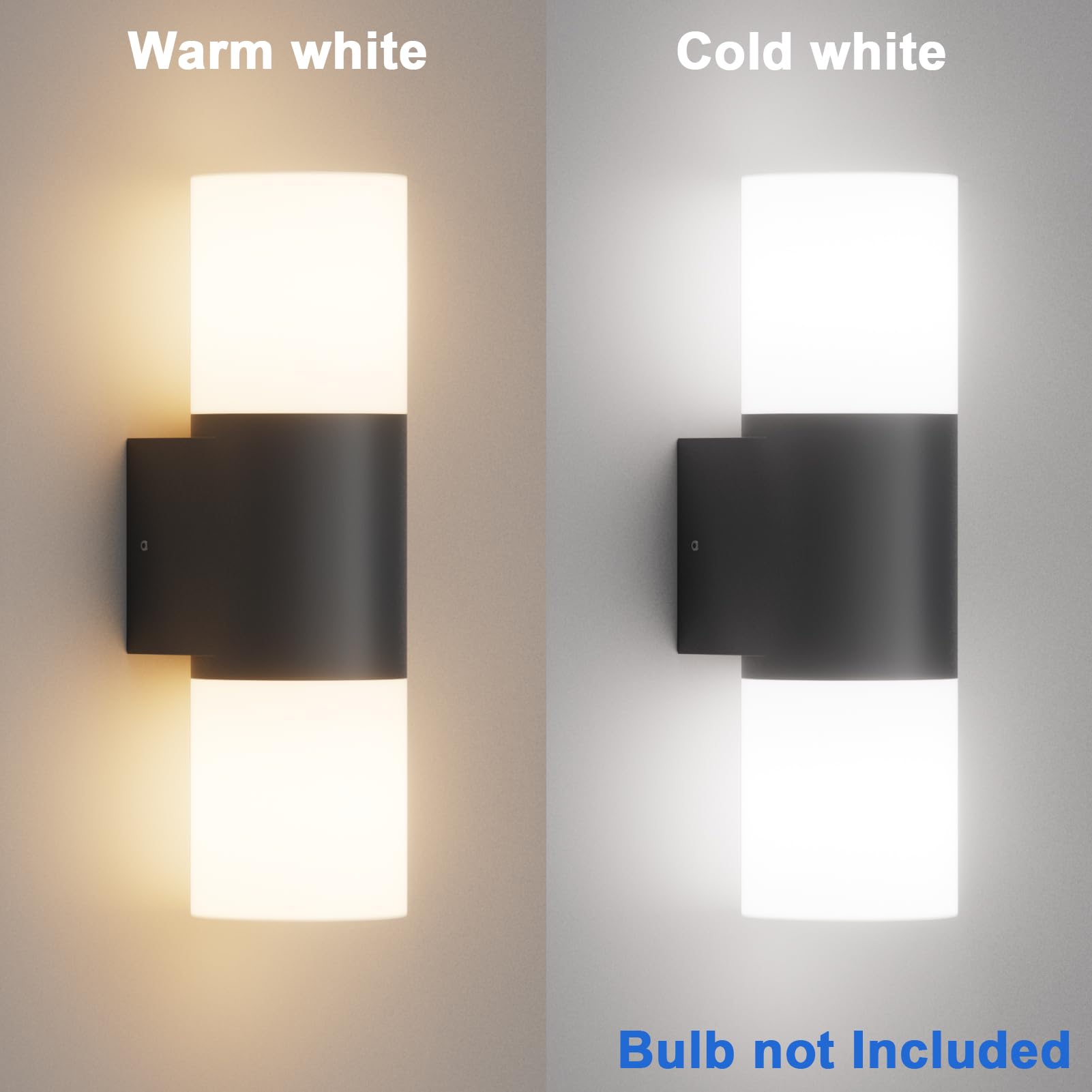Klighten 2 Stück Außenwandleuchten E27 Up and Down, Wandleuchten Außen/Innen 2 flammig, Schwarz Außenlampe, IP65 Aussenlampe, Außenleuchte Aluminium, Wandlampe für Eingang Terrass, ohne Leuchtmittel