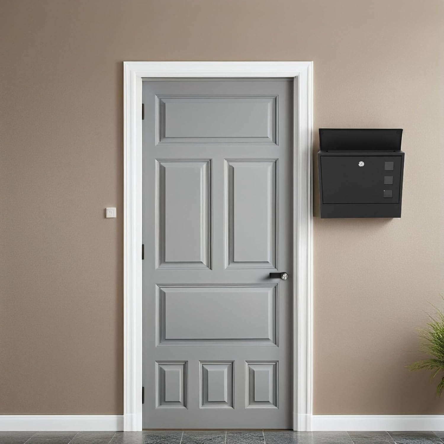 CHILDWEET Vintage Outdoor Wall Mount Mailbox with Key Lock, Large Capacity Metal Post Box 36x30x9.5cm for Home Security and Outdoor Use