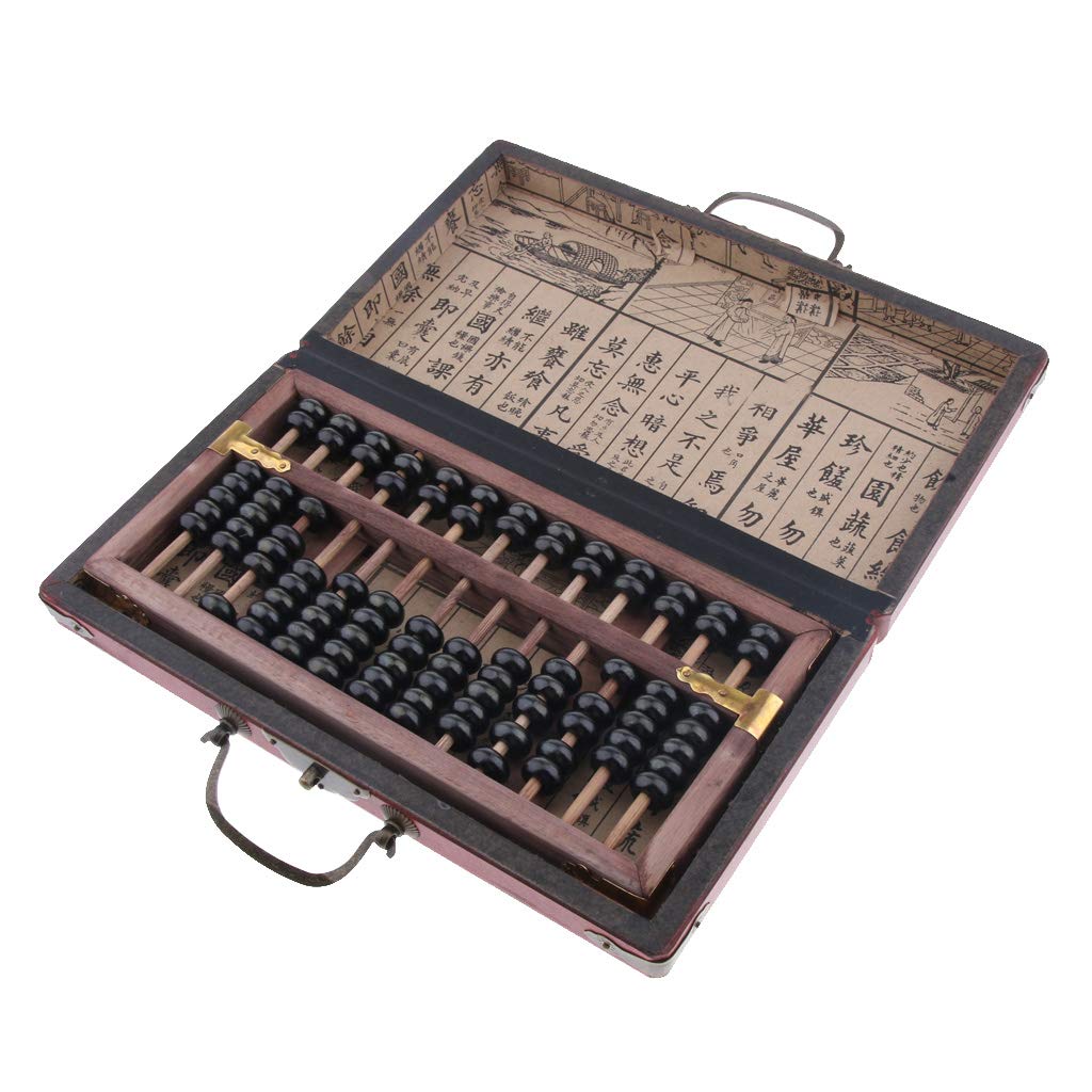 Abaco aritmetico con 13 file di perline in legno cinese vintage con calcolatrice