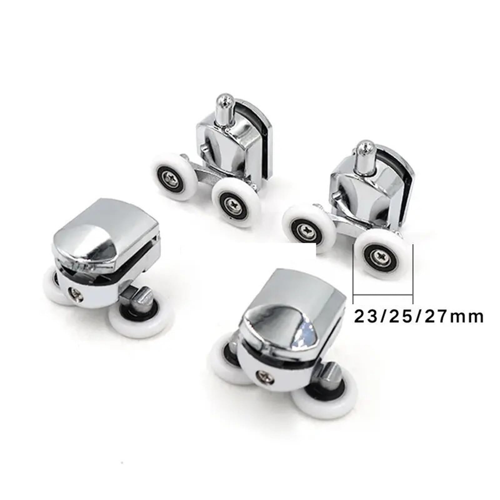 Rodillos De Puerta De Ducha Rodillos For Puerta De Ducha 23 Mm, 25 Y 27, Aleación Zinc, Con Rodamientos Doble Rueda Rieles Repuesto(4-upper4-down,23.0mm)