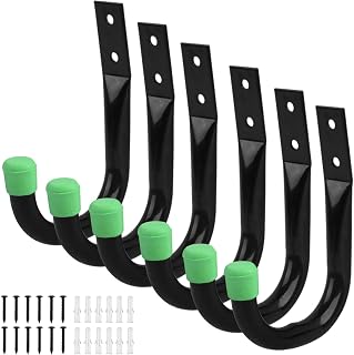 Werkzeughaken Wand Garage - Leitern Halter | Set mit 6 robusten J-Haken für die Garage Lagerung, Garagenlagerhaken, Mehrzweckhaken