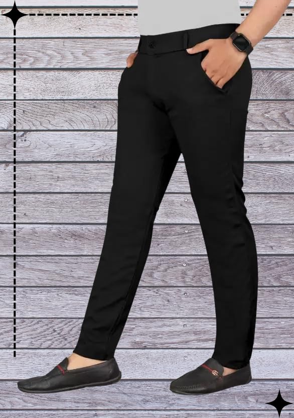 Image of Men's Lycra Stretch Casual Pants Slim Fit Comfortable Trousers Daily Use Solid Pants for Men TS K003 Parent