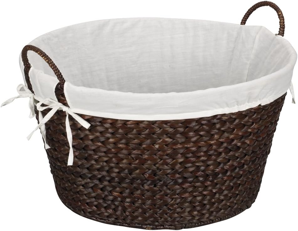 Best Cyber Monday 🔥 Household Essentials ML-6667B Round Wicker Laundry Basket Hamper with Liner-Dark Brown, Stained New Deal Household Essentials ML-6667B Round Wicker Laundry Basket Hamper with Liner-Dark Brown, Stained