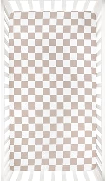 DILIMI Fitted Crib Sheets for Baby Boys and Girls, Ultra-Soft Breathable Baby Crib Sheet Fits Standard Crib and Toddler Mattress, Coffee Checkered