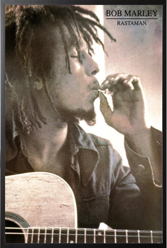 Framed Bob Marley - Rastaman 24x36 Wood Framed Poster Photo Art Print Smoke