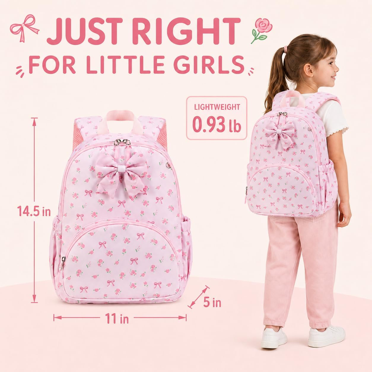 Btoop Girls Preschool Backpack Pink Floral
