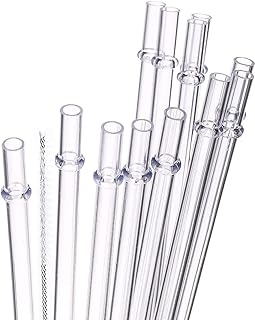 DAKOUFISH 6 Inch 7 Inch 8 Inch 9 Inch 10 Inch 11 Inch Clear Reusable Plastic Drinking Straws for 6oz-40oz Jars/Tumbler,12Pcs With One Cleaning Brush (Clear straws,Mix size)