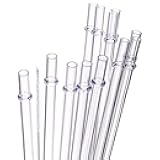 DAKOUFISH 6 Inch 7 Inch 8 Inch 9 Inch 10 Inch 11 Inch Clear Reusable Plastic Drinking Straws for 6oz-40oz Jars/Tumbler,12Pcs With One Cleaning Brush (Clear straws,Mix size)