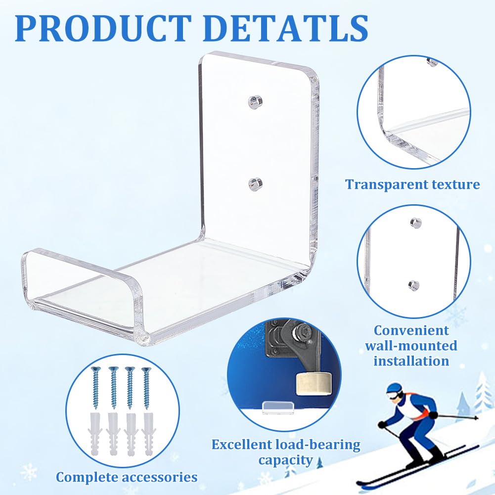 WEBEEDY 2 Stück Skateboard Wandhalterung Klar Acryl Horizontal Skateboard Wandhalter Skateboard Display Halter Ständer für Zuhause Garage Zimmer Wanddekoration Snowboard & Ski Liebhaber Geschenke