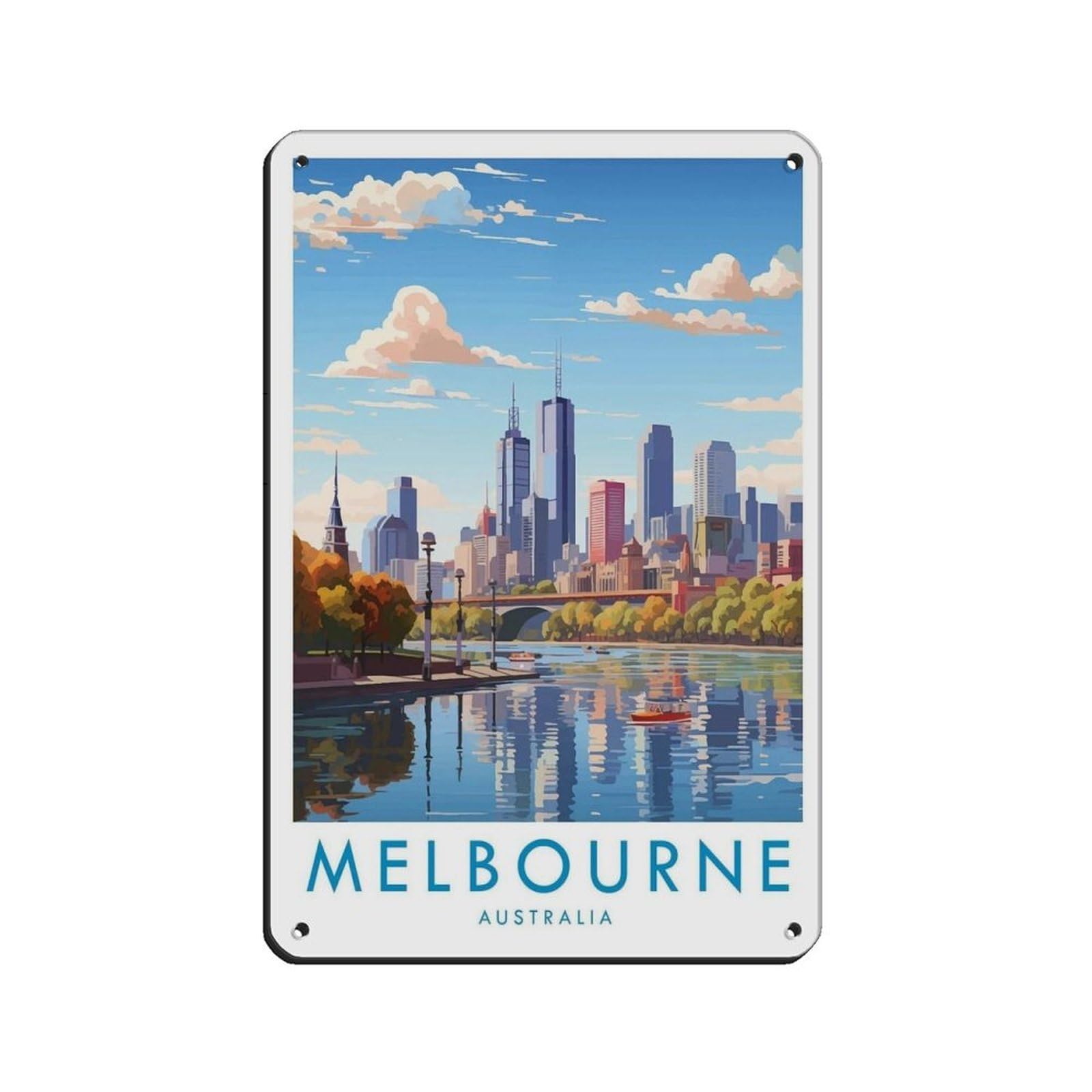 Melbourne Travel Poster, Australia（18） Retro Poster Metal Tin Sign Chic Art Retro Iron Painting Bar People Cave Cafe Family Garage Poster Wall Decoration 8x12inch(20x30cm)