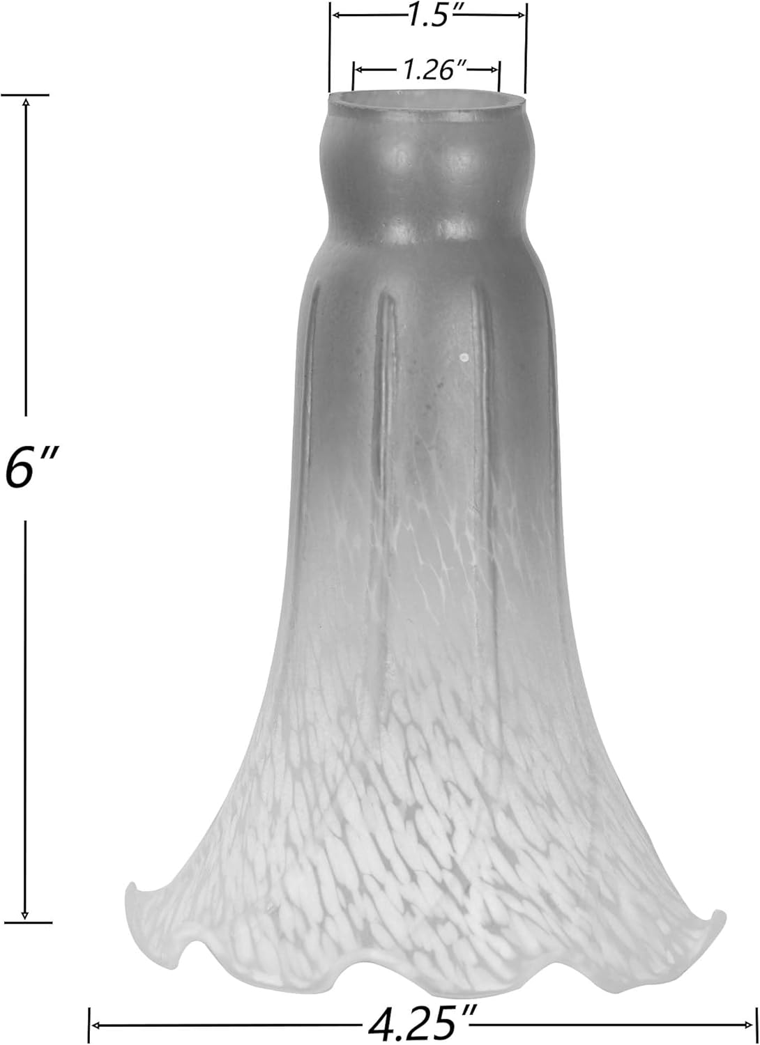 Bieye LS102 Lily Flower Blown Glass Lampshade (White Indigo, Opening I.D. 1.26" x O.D. 1.5")