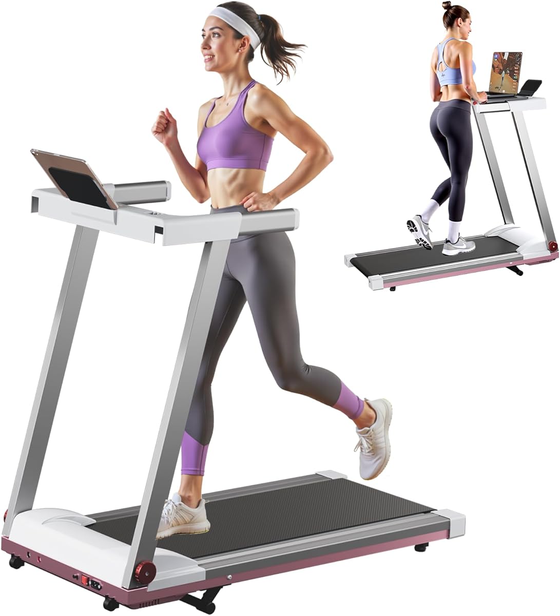 DeerRun Foldable Treadmill for Home with 5% Manual Incline and Handlebar, 0.6–7.5 MPH for Walking and Running, 3.0 HP Motor, 300 lb Capacity, App & Remote Control
