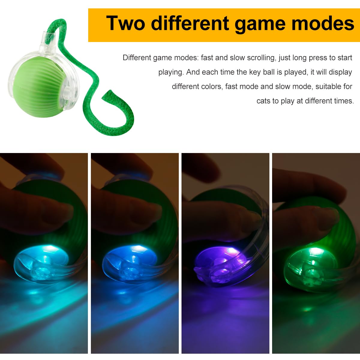 Lotsdonxia Automatic Rolling Cat Toy - Interactive Rechargeable Pet Ball Indoor Fun and Engaging Self-Play Toy for Cats Actives (Green) - Image 4