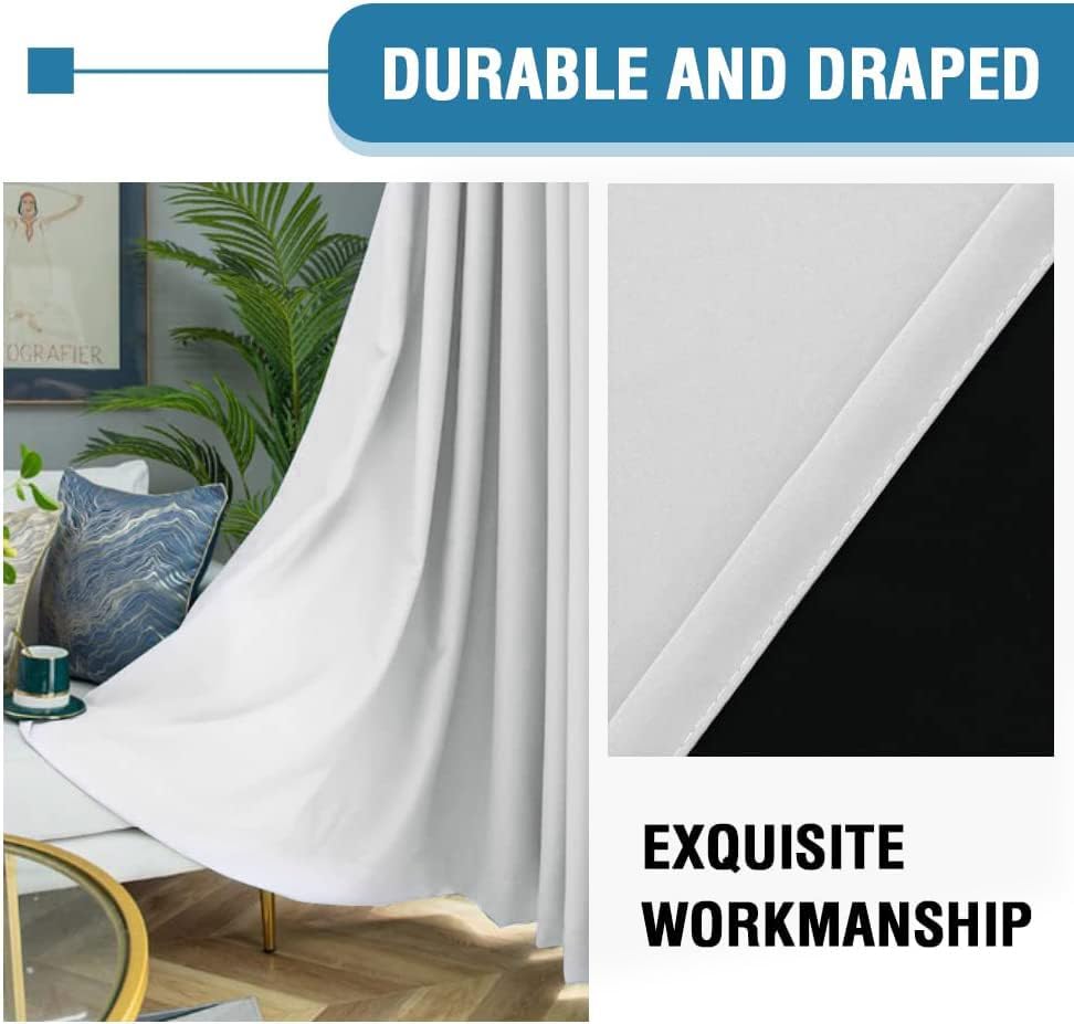 Miniatura 6 de H.VERSAILTEX Cortinas 100% de opacidad para dormitorio, con aislamiento térmico, cortinas opacas de 45 pulgadas de largo, con bloqueo de luz