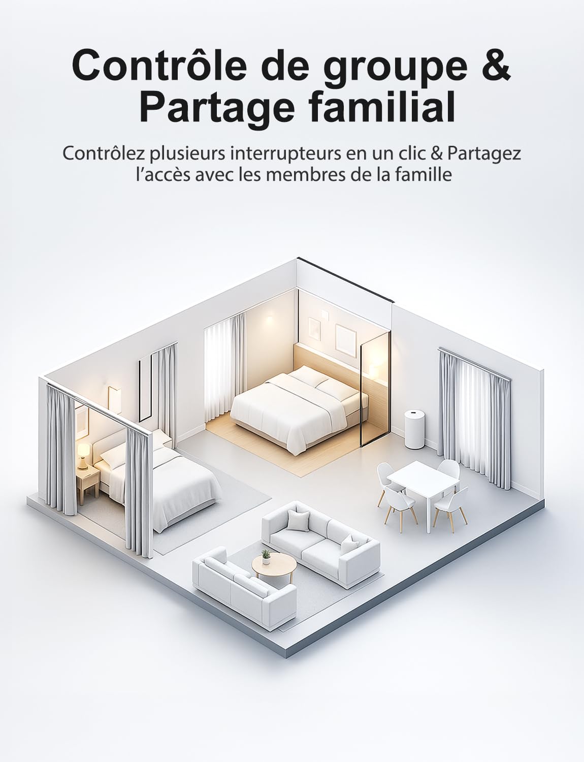 Maxcio Interrupteur Connecté WiFi Volet Roulant Tactile Alexa Argent | Interrupteur Intelligent Pour Rideau Compatible Google Home, Commande Vocale, Contrôle À Distance & Minuterie 4er