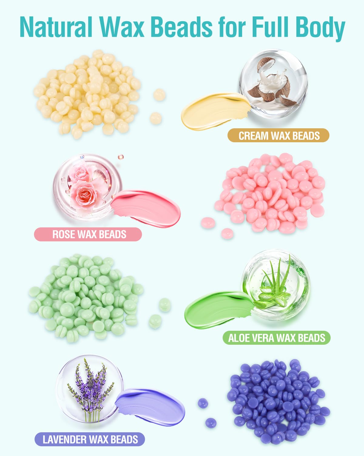 Kit per ceretta, scaldacera pieghevole con 4 confezioni di perline di cera dura, vasetto di cera in silicone per tutto il corpo, viso, sopracciglia, gambe, bikini, kit per la depilazione a casa con 15