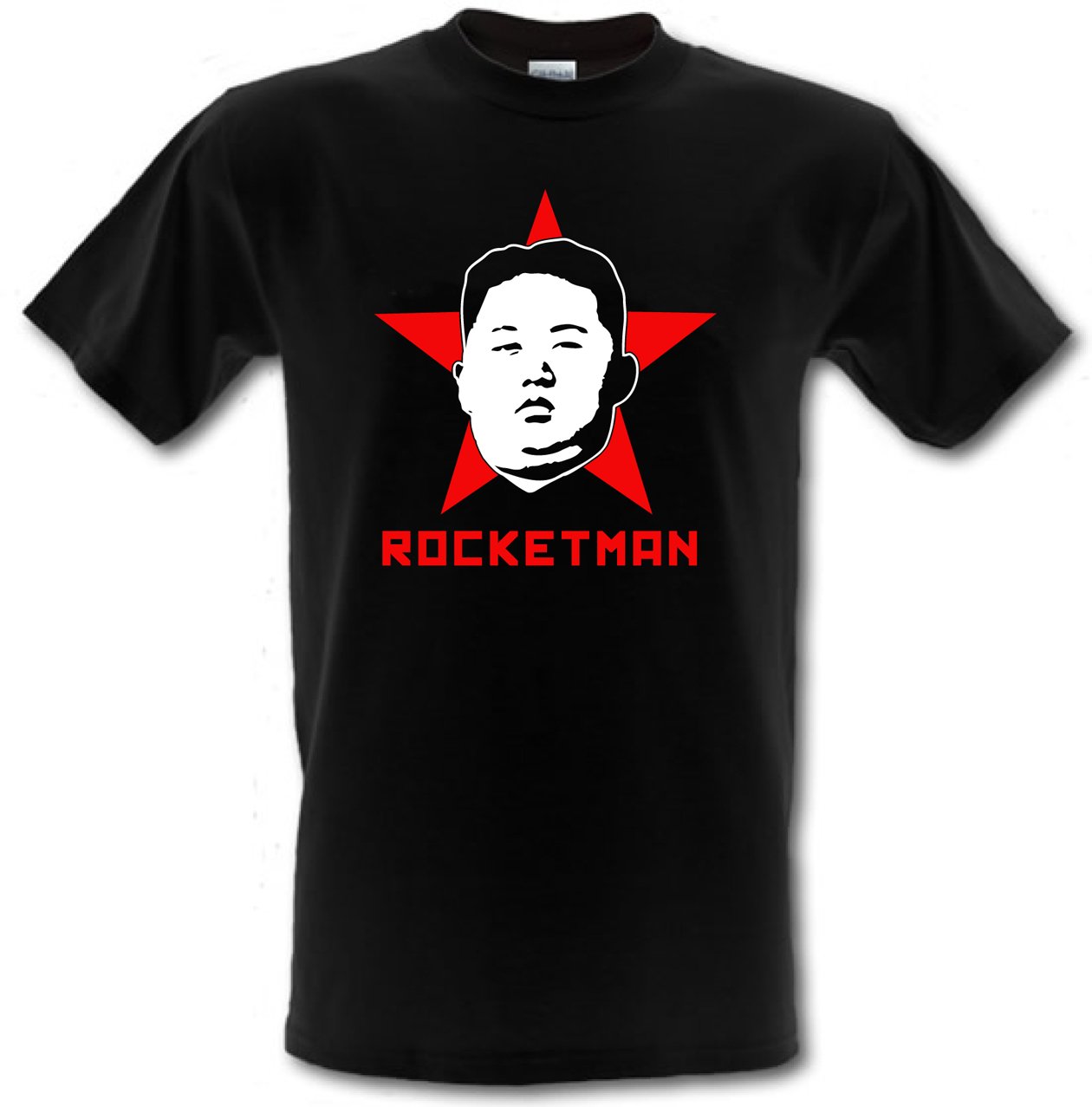 Revolutionary Tees Men's Black Kim Jong Un Rocketman North Korean Supreme Leader Heavy Cotton T-Shirt