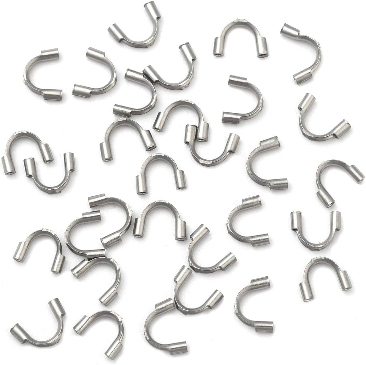 FICERIE 316 Stainless Steel Wire Guardians and Protectors, U-Shape Cable Guard Accessories for Jewellery Making, Beading, DIY Bracelets & Necklaces | 50 Pcs, Silver, 7mm-image-32